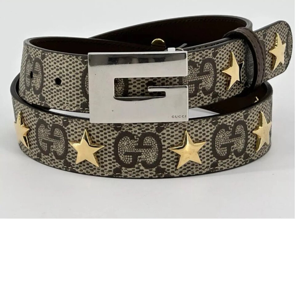 Gucci GG Supreme Stars Leather Luxury Belt